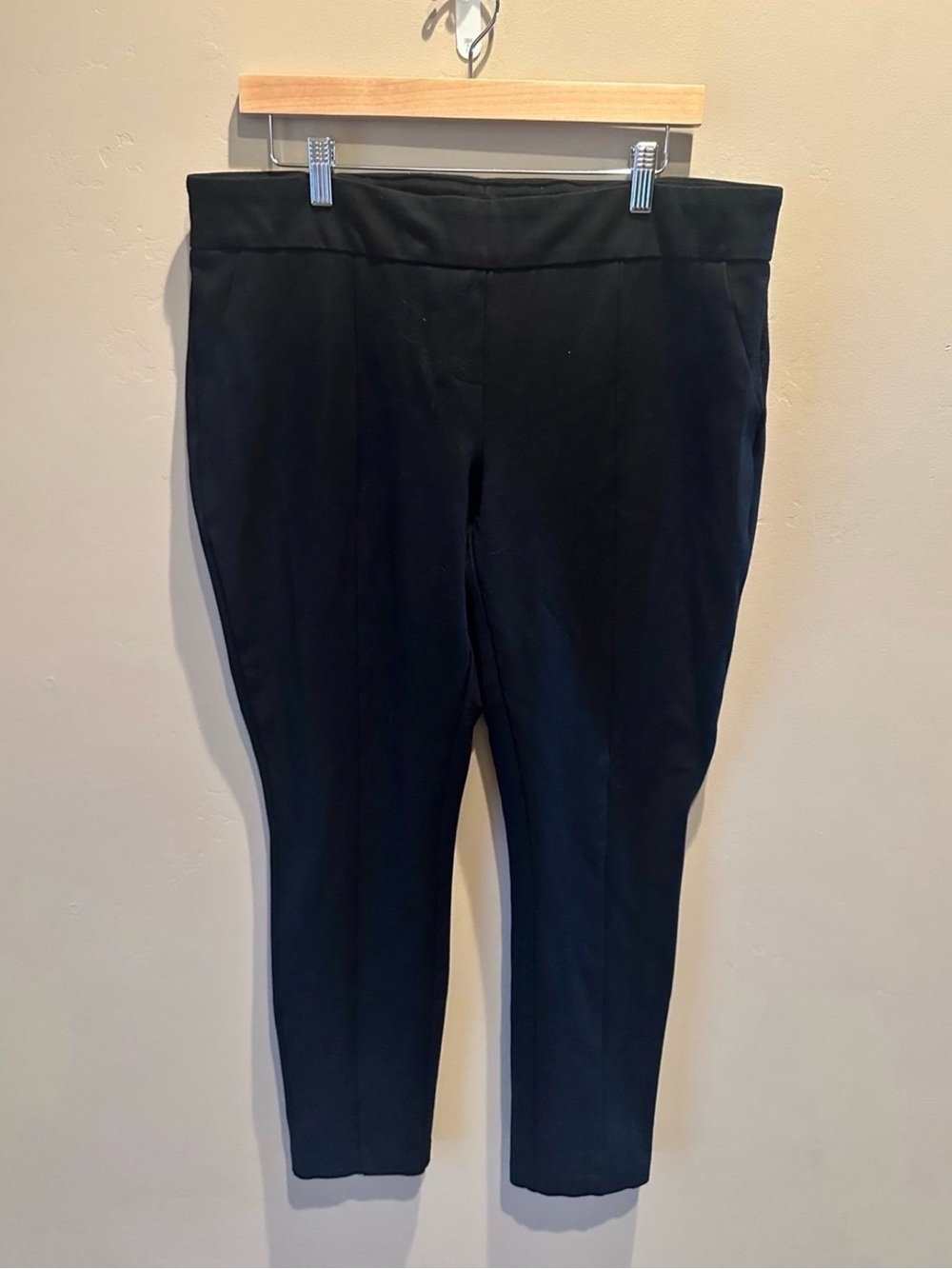 Hilary Radley Solid Black Pull-On Tummy Control Comfort Dress Pants XL
